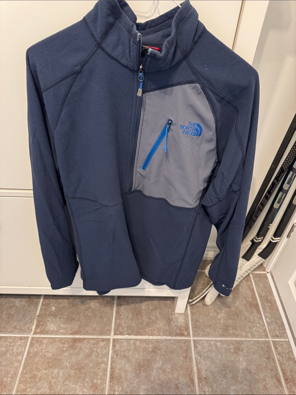 The North Face Navy Fleece Half-Zip with Gray Chest Pocket